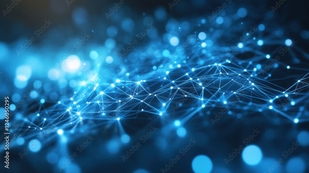 Poster abstract digital network circuit board background banner with glowing light and connecting data dots