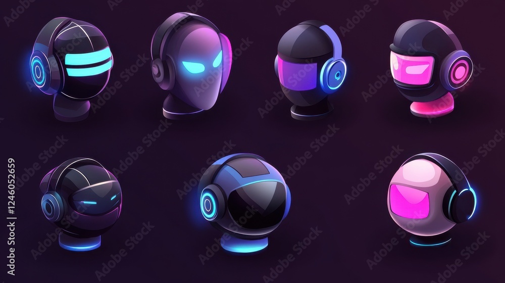 Poster chatbot icons set metaphors. information engineering, artificial intelligence, chatbot app developme