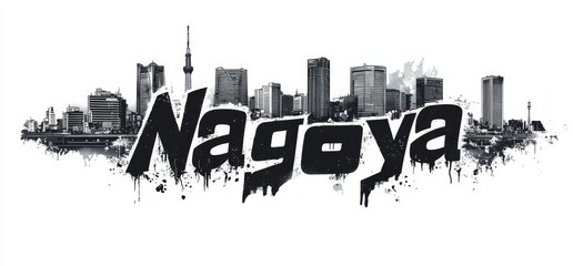 Obraz premium Nagoya skyline featuring urban architecture and vibrant city life under a cloudy sky