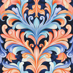 Ornate floral pattern with vibrant colors on dark background
