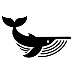 Black whale silhouette minimal icon design.