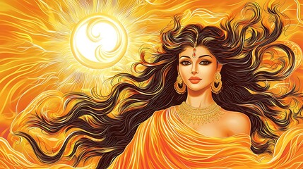 Radiant Goddess A Sun-Kissed Portrait of Feminine Power.