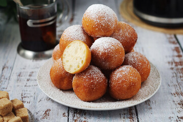 Quarkbelllchen, traditional German dessert made of cotton cheese and dough