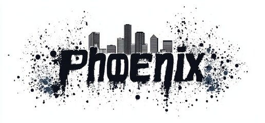 Obraz premium Phoenix skyline with urban graffiti art depicting the city's vibrant culture and spirit at sunset
