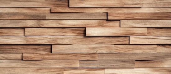 Fototapeta premium Natural wooden wall texture with light brown and tan planks arranged in a horizontal pattern highlighting unique grains and surface details