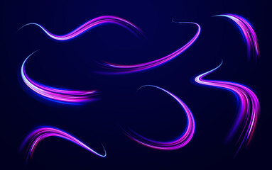 Iight background, speed, wavy, swirl,curve,speedy,vector. Abstract background rotational border lines. Neon stripes in the form of drill, turns and swirl.