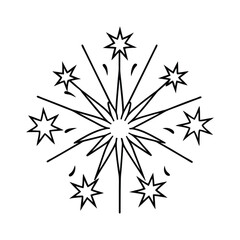 Black and white fireworks illustration for design coloring page for kids. KDP