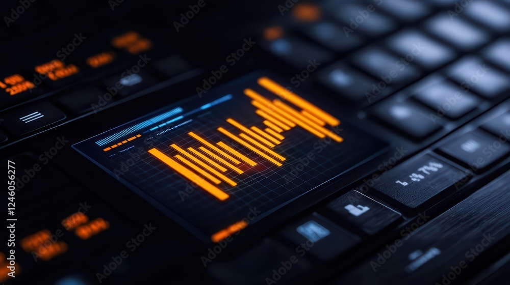 Poster sound wave visual representation on digital audio mixer display