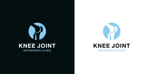 Knee Joint Bone Logo Design Template. Knee Care Logo Vector. Health Joint Logo Symbol Icon.