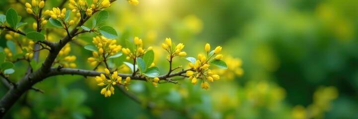 Tree branches with small, yellowish-green flowers, plant, trees, yellow flowers