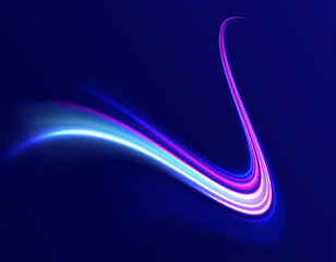 Laser beams luminous abstract sparkling isolated on a transparent background.  Abstract background in blue and purple neon glow colors. Png, lens, light, neon, line, blur, beam, ray.