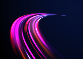 Vector glowing lines air flow effect. Speed connection background. Expressway, car headlight effect. Speed connection vector background. Png, line, blur, beam, ray, abstract, energy, pack, effect.