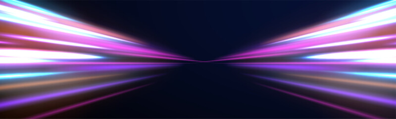 Light trail wave, fire path trace line, car lights, optic fiber and incandescence curve twirl. Big data traffic visualization, dynamic high speed, png, effect. Vector glowing lines air flow effect.  © ANATOLII