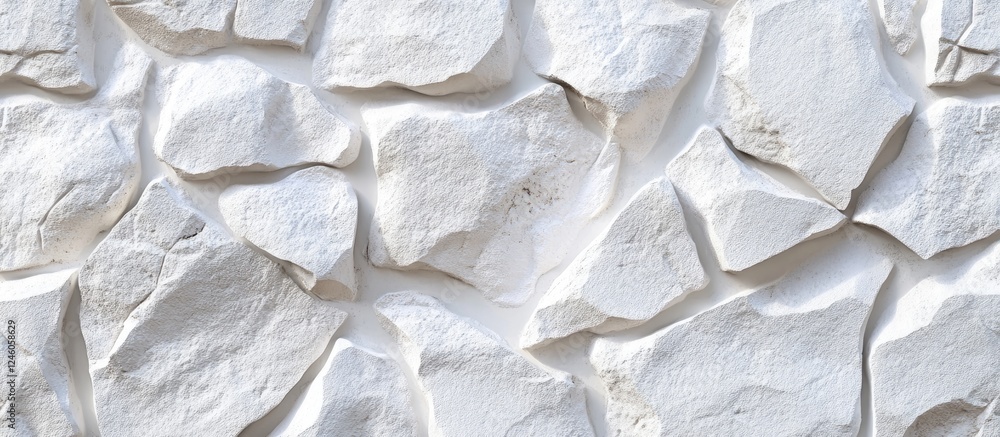 Aufkleber white textured stone wall with uneven surfaces and shadows, creating depth and contrast, featuring v