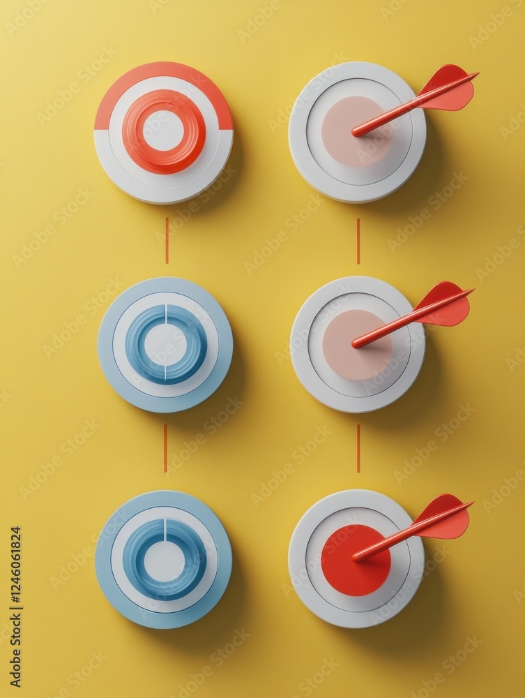Poster clean, modern comparison chart with four realistic marketing strategy icons, each representing a dif
