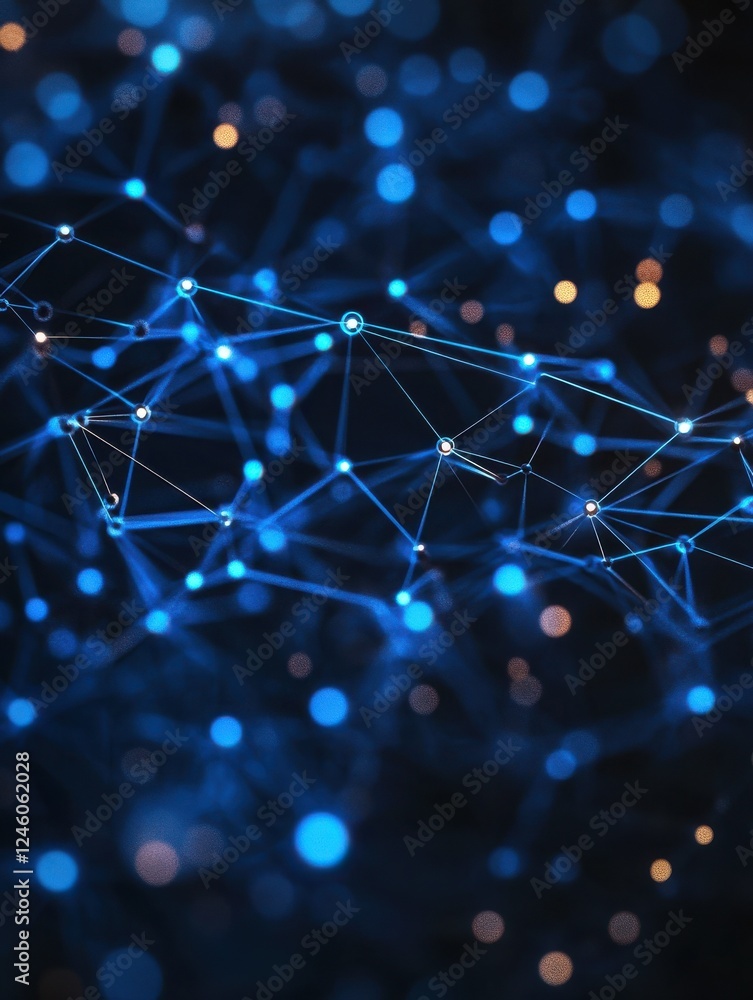 Poster abstract digital network circuit board background banner with glowing light and connecting data dots