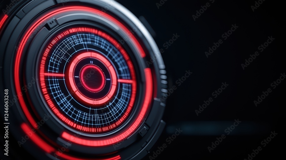 Aufkleber futuristic circular interface with red and blue light patterns