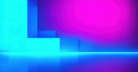 Obraz premium Cyberpunk glow gradient fading from electric cyan into neon magenta, with a grainy distortion and geometric pattern, creating a vibrant and dynamic digital landscape