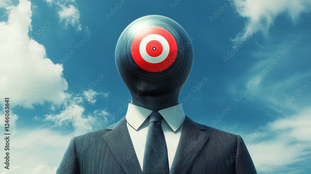 Aufkleber surreal businessman with target head concept generative ai image
