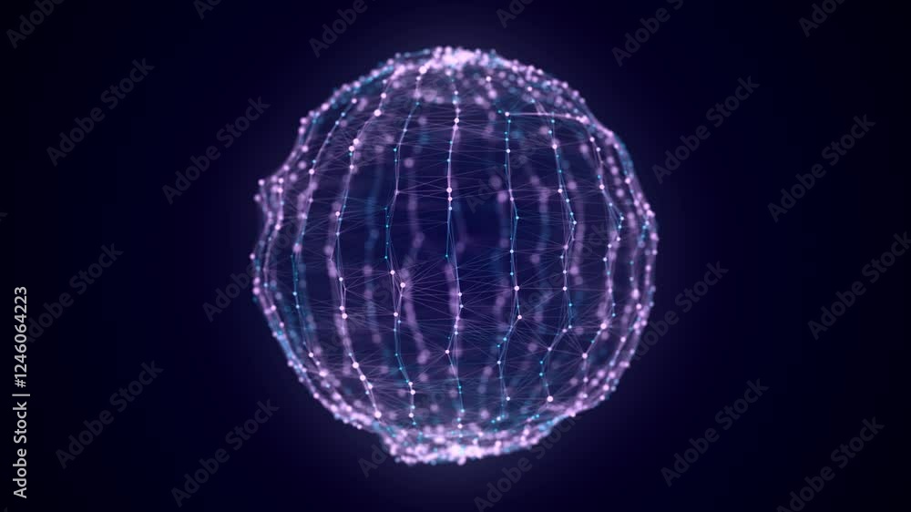 Aufkleber technology blue sphere with connecting dots and lines. digital abstract network structure. 3d render