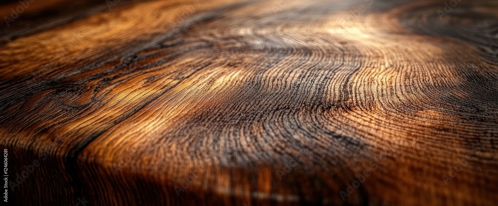 Aufkleber hyper-realistic wooden surface close-up showing intricate grain patterns and texture in natural ligh