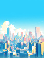 Obraz premium 柔らかな光に包まれる都市｜パステルカラーのモダンシティ