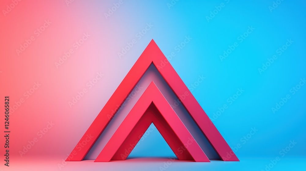 Poster abstract geometric shapes in red and blue color scheme backdrop