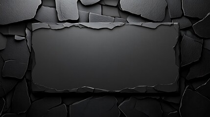 Fototapeta premium Black slate sign, stone wall background