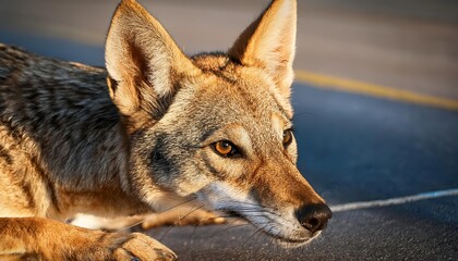 Mysterious Coyote Roaming Urban Landscape at Twilight in Los Angeles, Captured on January th,