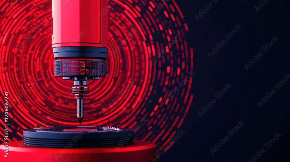 Aufkleber advanced technology device with red light in futuristic background