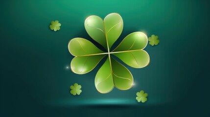 Four leaf clover on green background for good luck and st patrick's day design. St. Patricks Day