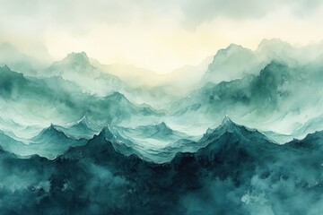 Mint Green Watercolor Texture for Invitations and Backgrounds Soft Turquoise Abstract Design