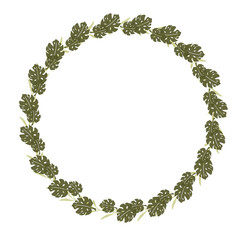 Watercolor floral wreath. Hand painted frame of greenery, wildflowers, herbs. Botanical illustration for design, print or background