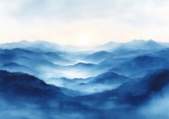 Obraz premium Serene Watercolor Landscape Gradient Blue White Sky Abstract Texture Background