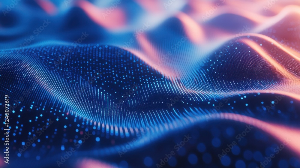 Poster abstract background with blue dotted pattern and futuristic tech elements