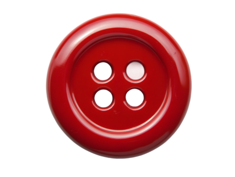 Red button isolated on transparent background background