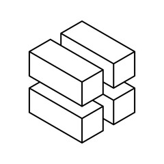 Cube logo, geometric vector design. Monochrome box logotype company, trendy techno emblem in isometric line style.