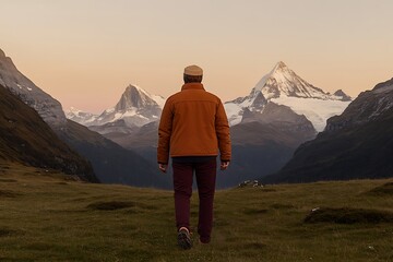 Fototapeta premium Majestic Mountain Scenery with a Hikers Perspective
