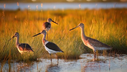 Majestic Wading Birds Amidst the Marshland of Merritt Island National Wildlife Refuge, Florida A Serene and Vibrant Morning in Natures Palette
