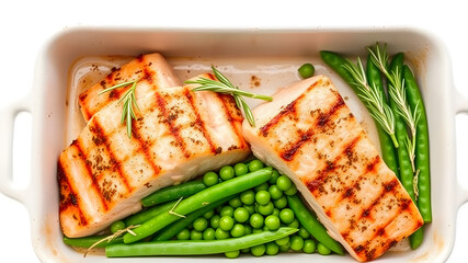 Delicious grill fish top view. Generative AI