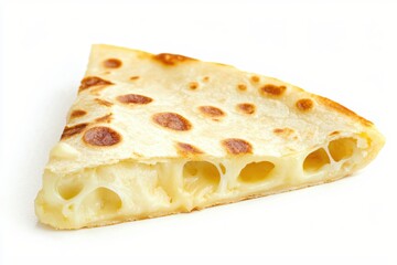 Delicious Slice of Grilled Quesadilla with Melted Cheese on a White Background Studio Shot