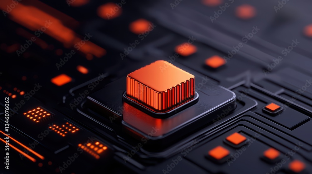 Poster abstract technology background with circuit board and processor design