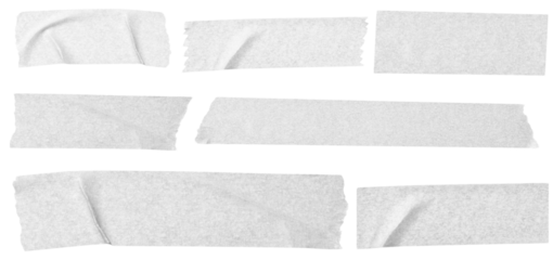 Gray adhesive tape isolated on transparent background. Paper tape sticker with ripped edges. scotch plastic. Torn masking tape set. Template mockup for message, labels, add text, Design elements. PNG 