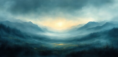 Abstract Turquoise Grunge Background with Vintage Texture and Soft Cloudy Center