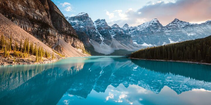 Moraine lake panoramic, Banff, Canada - Powered by Adobe