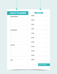 Minimalist Printable vector planner template design, Daily planner for every day, Schedule, tasks, notes for the every day and simple printable to do list, Vector graphic set for daily routine.
