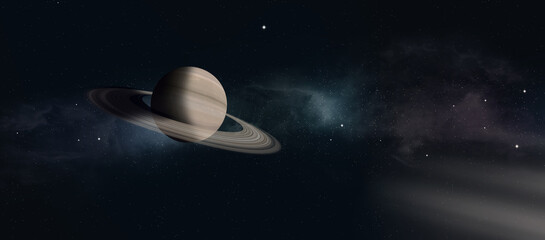 Space illustration of gas giant with rings