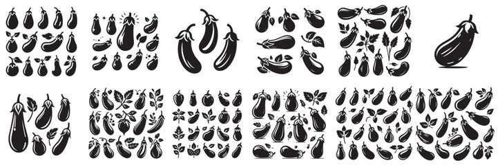 eggplant silhouette vector set