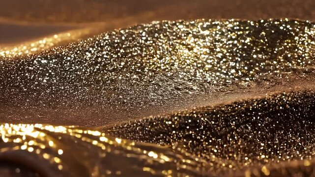 Color of the Year 2025 Mocha Mousse. The background is blurred with glitter in the color of 2025. A beautiful luxury background for work or advertising