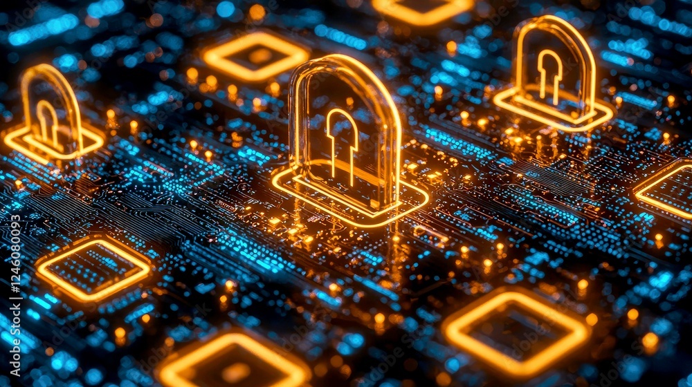 Poster cybersecurity network: digital data protection and privacy. innovative technology for system securit